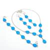 Aqua Chalcedony Gemstone Handmade 925 Sterling Silver Jewelry Set a9R88