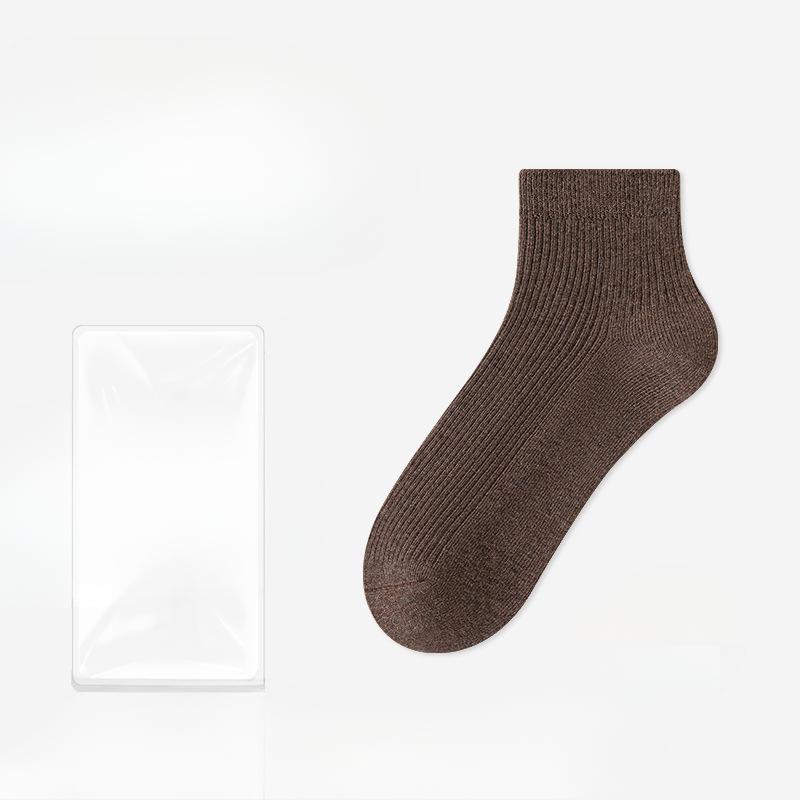 Female Autumn Pure Color Sweat Absorbing Breathable Deodorant Sports Short Tube Cotton Socks