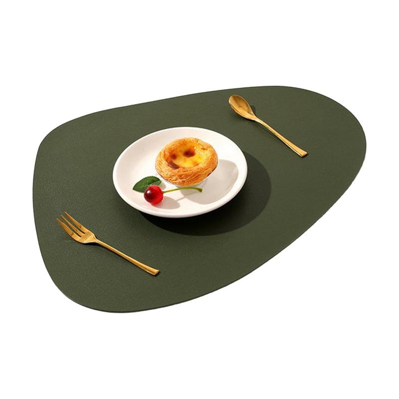 Irregular Shape PU Leather Placemats Set Oil-Proof Waterproof Dual-Sided Place Mats For Kitchen Bistro Tables Bars Coffee Shops