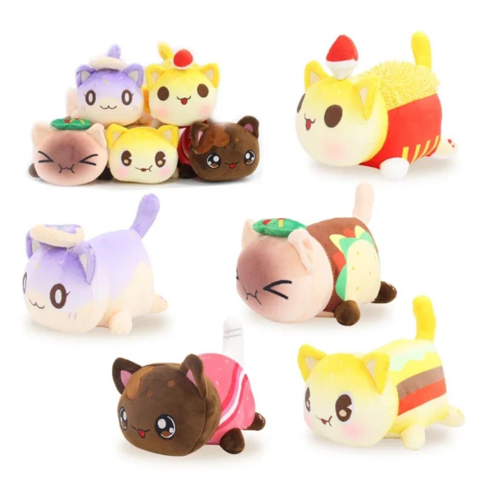 Meows Aphmau Plush Toys Aphmau Mee Food Cat French Fries Burgers Bread Sandwiches Stuffed Dolls Sleeping Plushie Pillow Gifts