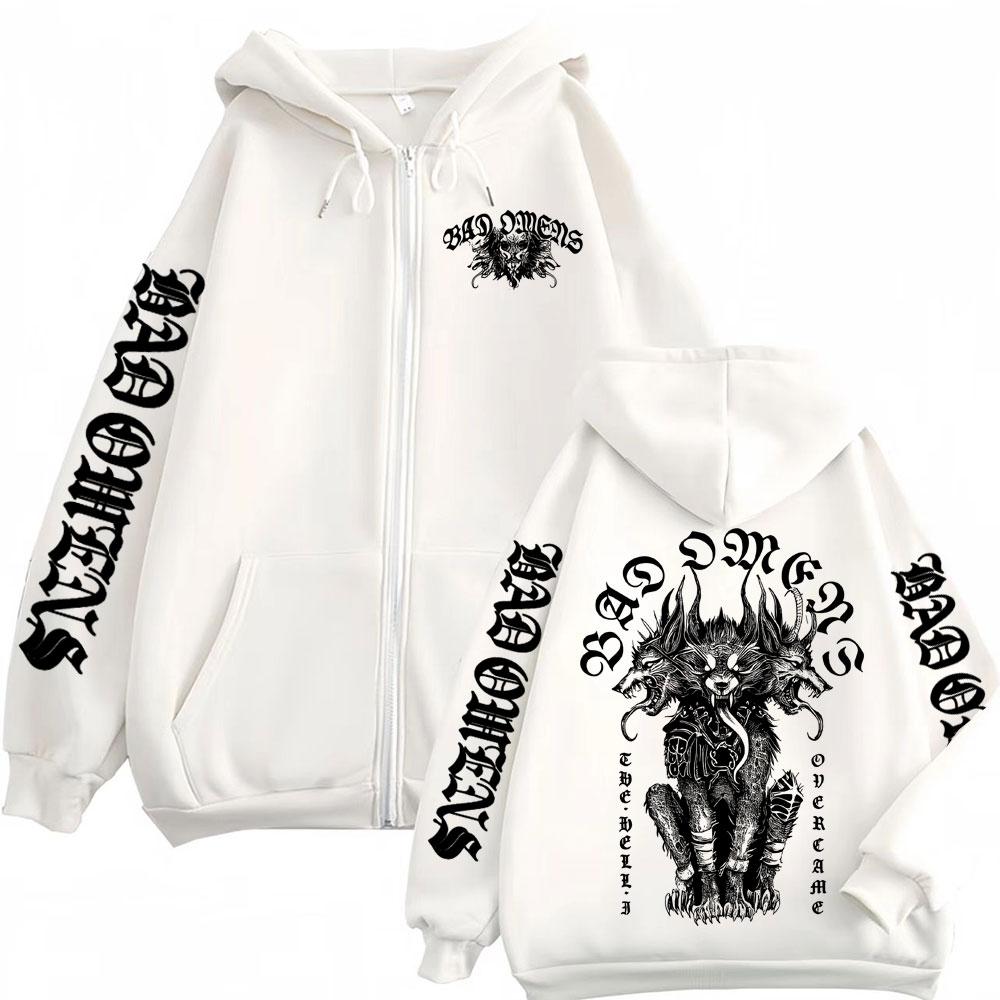 Bad Omen Band DYFL NA Tour Merch Jacket Sweatshirts Men's Harajuku Hip Hop Punk Zip Up Zipper Pullovers