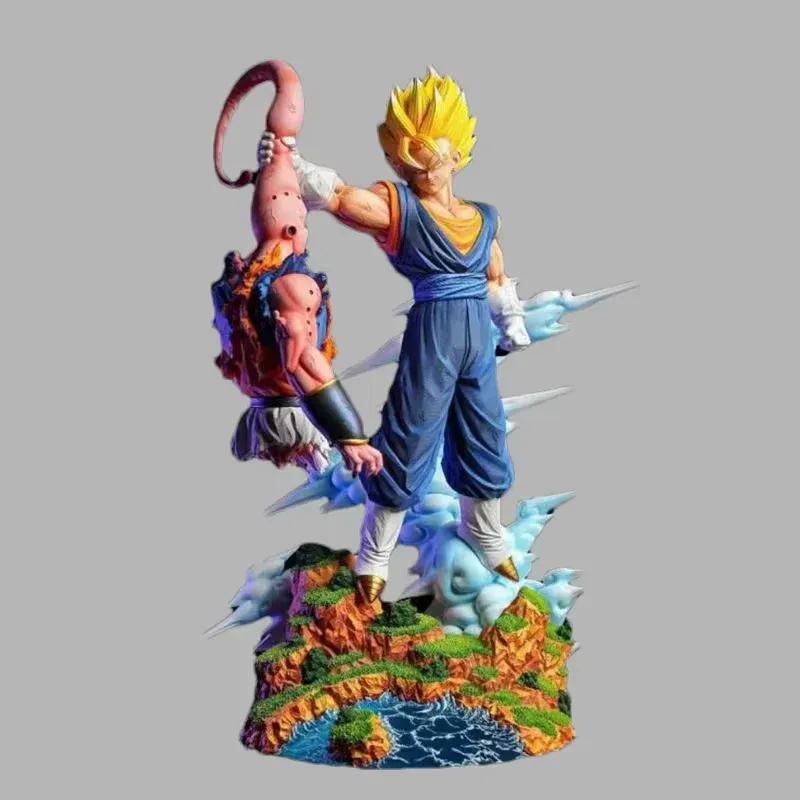 Cartoon 33cm Dragon Ball Z Cartoon Character Majin Buu Vs Vegetto Supports Gk Digital Pvc Statue Collection Model Doll Toy Statu