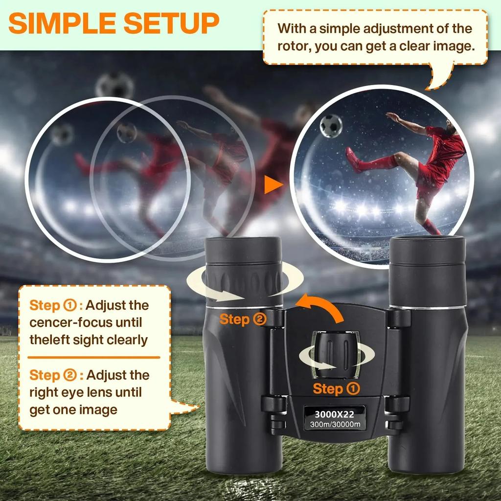 3000x22 Powerful Binoculars 50000m Long Range Folding Mini Telescope Bak4 Fmc Optics For Sports Outdoor Camping Travel