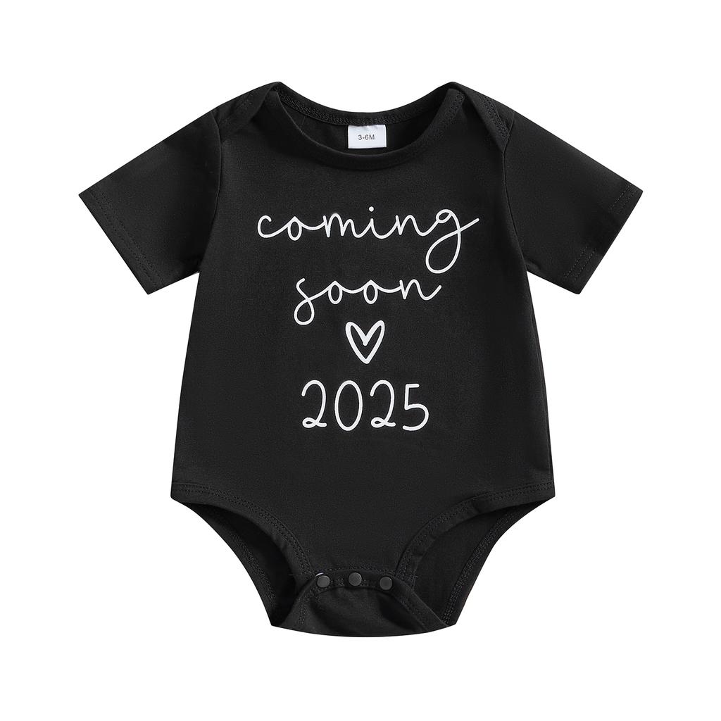 Newborn Baby Boy Girl Romper Letter Number Print Round Neck Short Sleeve Bodysuit Summer Clothes