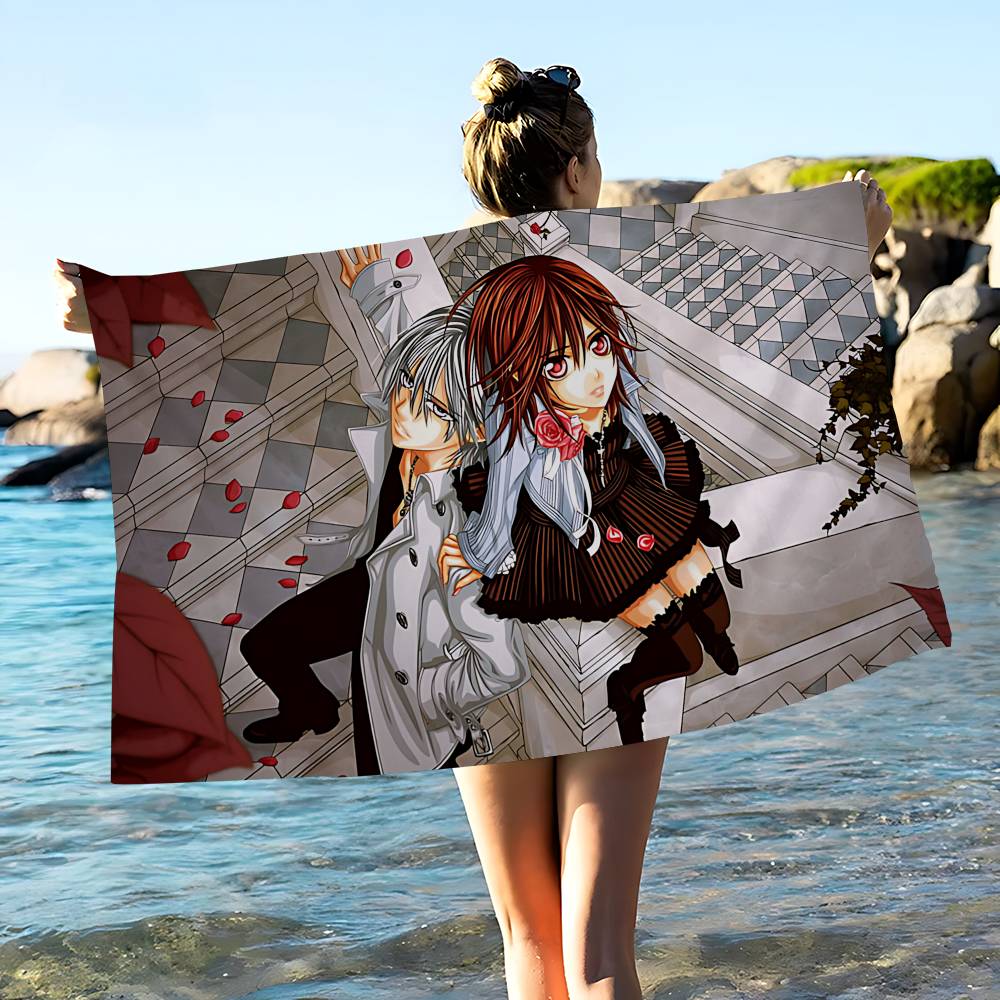 Anime V-Vampire K-Knight Microfiber Printed Beach Towel Mountain Climbing Yoga Beach Swimming Running Absorbent Soft Towel