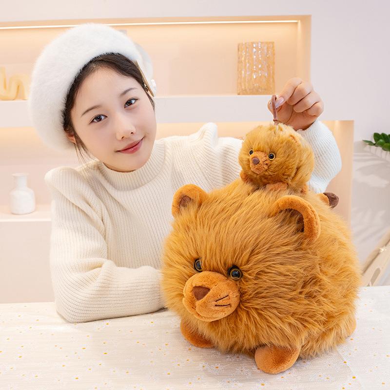 Cute round little lion doll pendant plush toy lion head doll girl bag keychain pendant