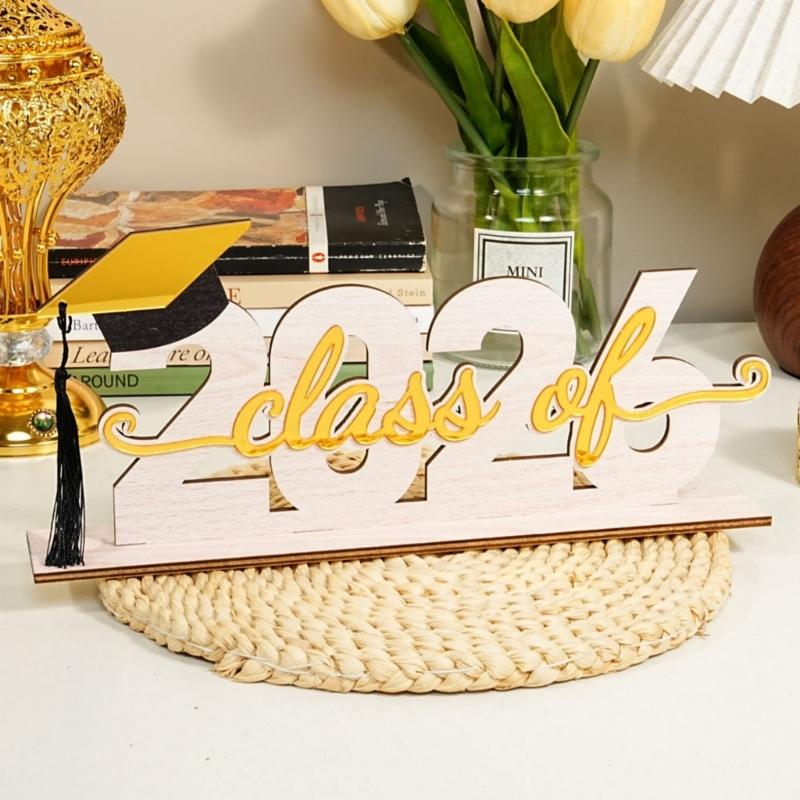 Graduation Decorations Class of 2026 Wood Table Centerpieces Congrats Grad Wooden Sign Graduation Table Toppers Gift