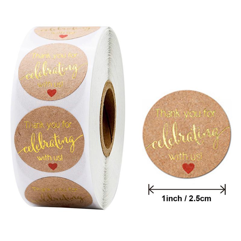 Natürliche Kraftpapier Dankeschön-Aufkleber Siegel-Etiketten Hundepfotenabdruck 1 Zoll Geschenkverpackung Schreibwaren-Aufkleber 500 Etiketten pro Rolle
