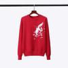 2023 Women's Autumn Embroidered Crane Knit Pullover: Slimming Long Sleeve Base Layer Top