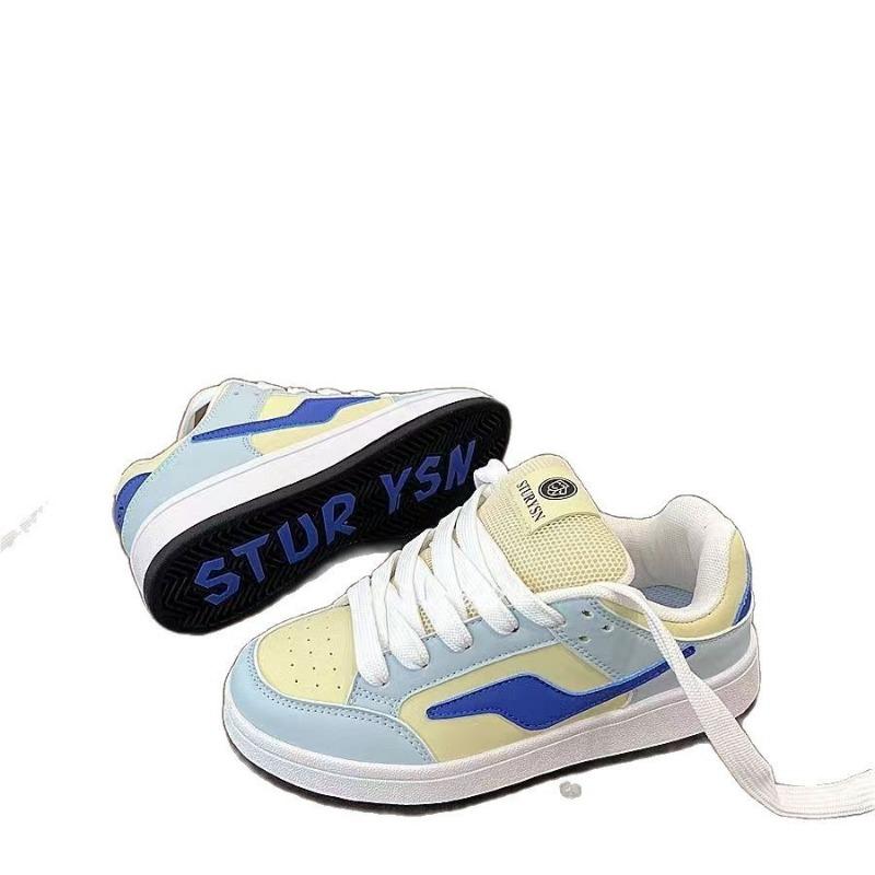 Niche blue and yellow lightning color matching platform bread shoes women's dopamine campus style casual alphabet board shoes