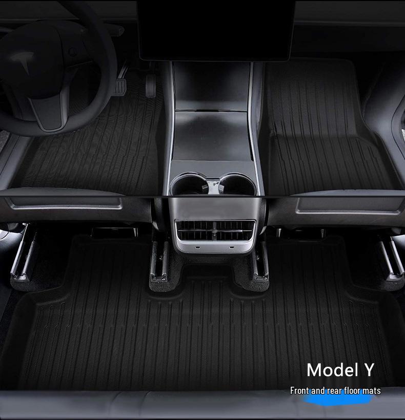 2022 Tesla Model Y TPE Non-Slip Wear-Resistant Foot Pads: 5/7-Seat Front & Rear Trunk Mats
