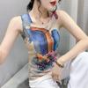 European Style 2023 Summer Women's Sleeveless Knit Print Tank Top