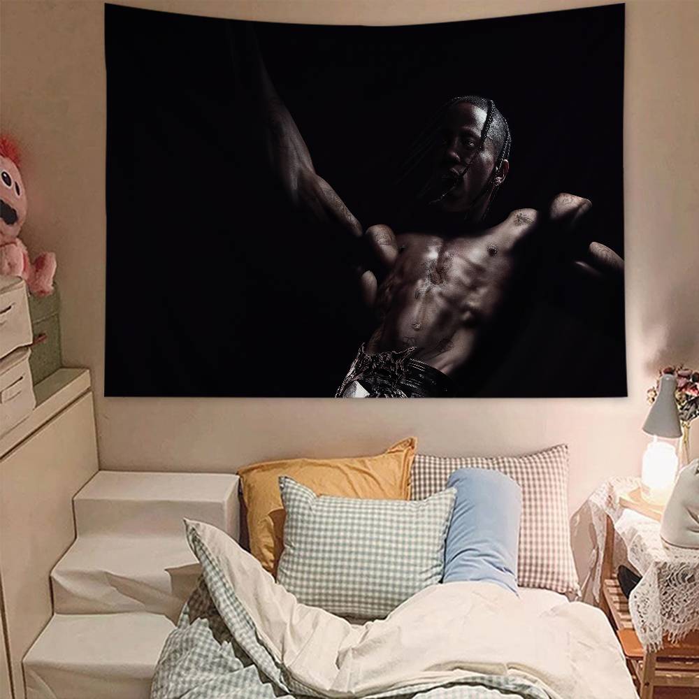 Hot Rapper TTravis SScottS Printed Large Wall Tapestry Art Science Fiction Room Home Decor Decor Blanket