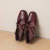 Krazing Pot Sheepskin Round Toe Thick Low Heels Spring Shoes Buckle Big Size 42 Women Mary Janes Pumps