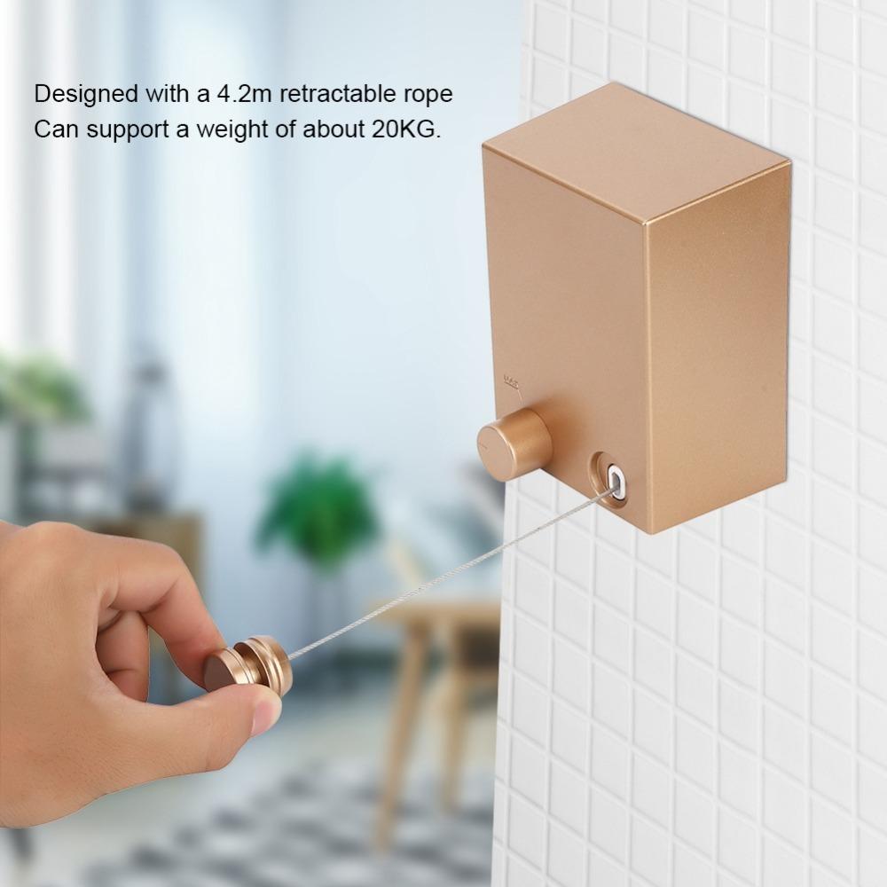 Gold Pink Retractable Clothesline Stainless Steel  ABS Steel Rope Clothesline  Indoor Outdoor