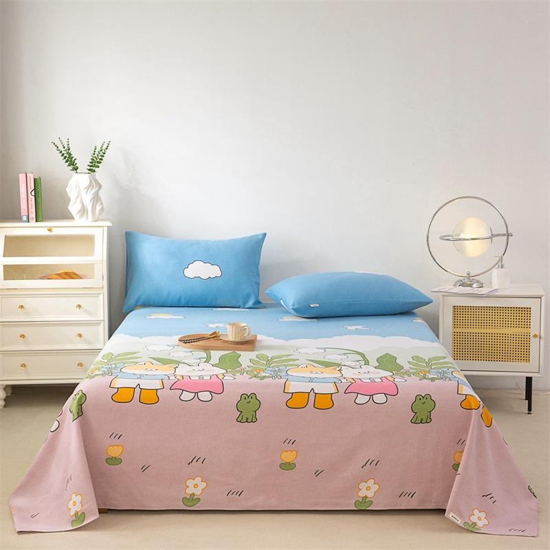 Pure Cotton Thick Bed Sheet Single Piece Bedding Set For Students Dormitory Soft Cool Bed Sheets With Pillowcases 3 Piece Set