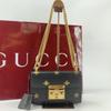 GUCCI Bee & Star Shoulder Bag Crossbody Chain Strap Gold Hardware Leather 432182 Padlock Black Women's