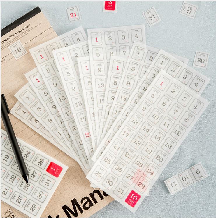 365-Day Decorative Date Stickers Set for Planners - Pack of 12