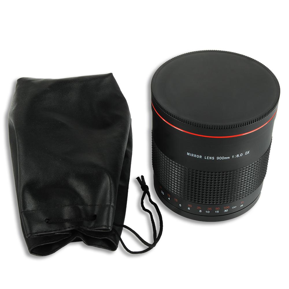 900mm F/8.0 Super Mirror Telephoto Manual Focus Lens + T2 Mount Adapter Ring For Canon Nikon Pentax Sony Olympus DSLR Camera