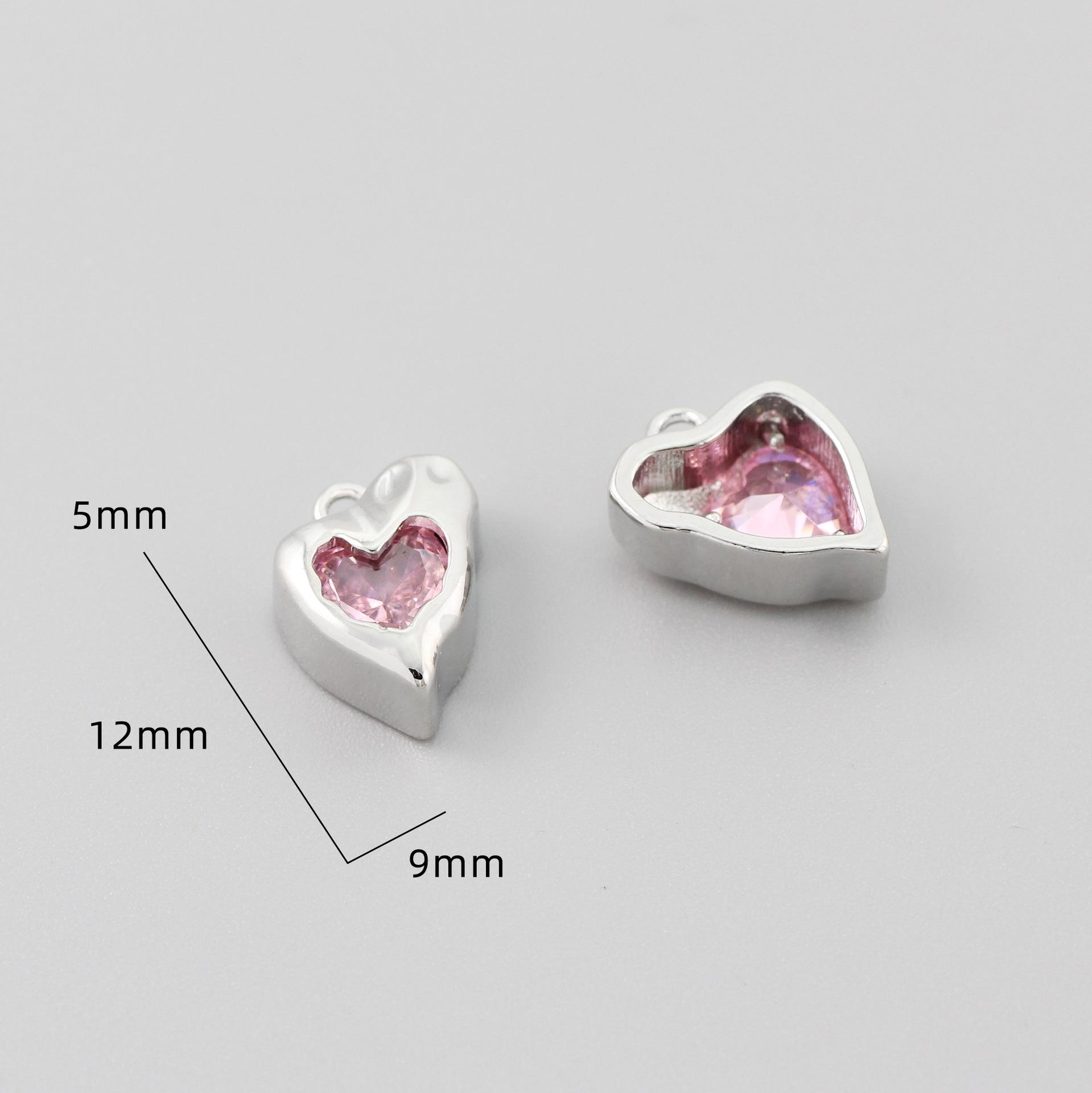 Copper-Plated 18k Gold Irregular Peach Heart Pendant with Zircon for DIY Jewelry