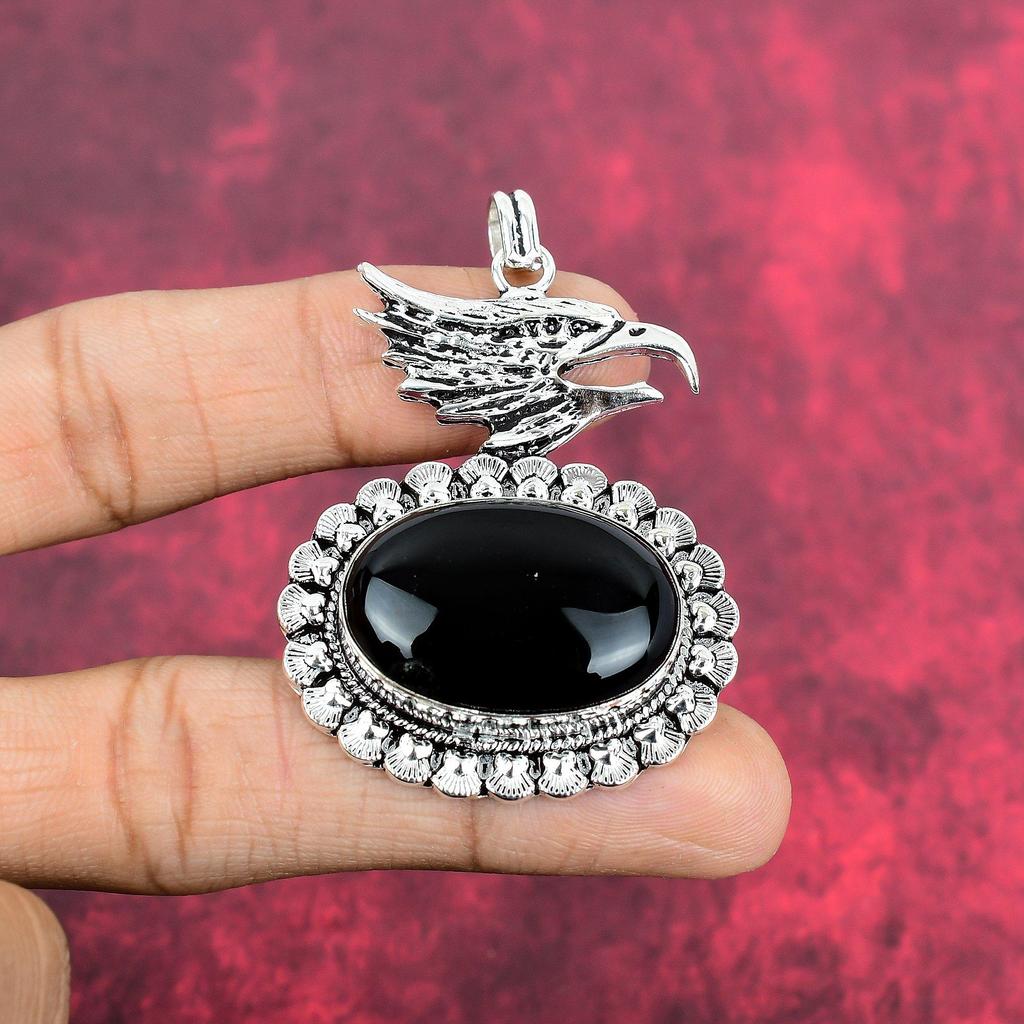 Joyas de ónix negro, colgante de plata esterlina maciza 925, joyas de piedras preciosas hechas a mano, regalos para esposa, colgante nuevo