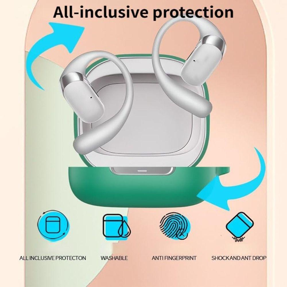 Anti-fall Earphone Case with Carabiner Silicone Earbuds Cover Dustproof Shockproof Charging Box Shell for SHOKZ OpenFit 2+ T921
