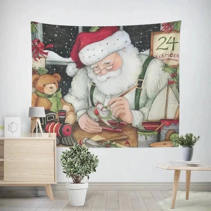 Christmas New Year Santa Claus Tapestry Living Room Sofa Home Decoration Christmas Gift