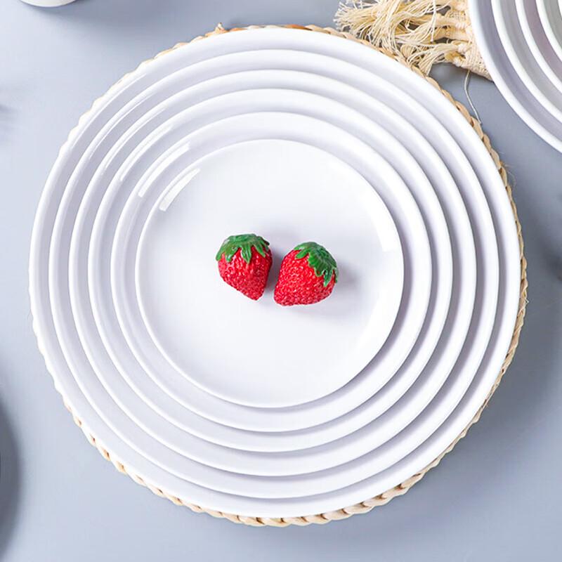 White Round Melamine Dinner Plate