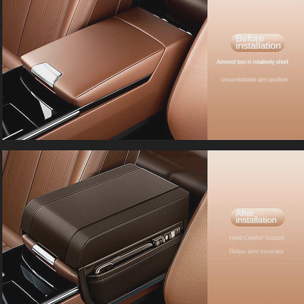 Universal Car Armrest Pad Memory Cotton Central Console Booster Rest Pocket With Pad Storage Armrest Leather Elbow K0K5