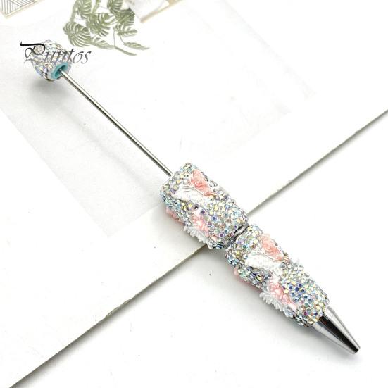 Fun Glowing Writing Tool DIY Glow-in-the-Dark Diamond Beaded Pen, Rhinestone Ballpoint Pens with Cartoon Charms, Cute Glitter Creative Gift Pen Tools