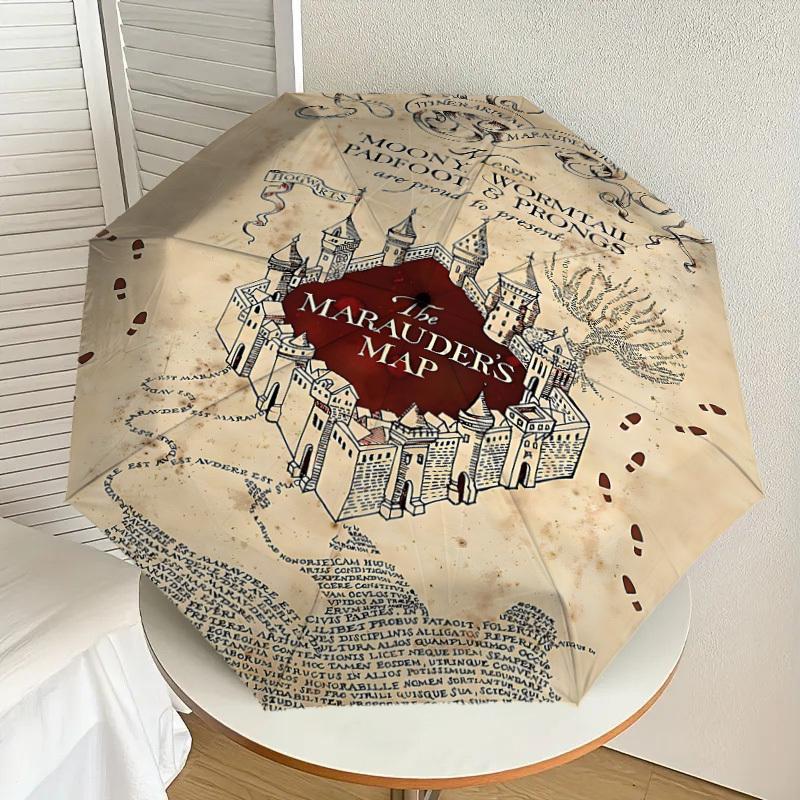 1PC MARAUDER'S MAP Umbrella-8-Rib Reinforced, Automatic Open, Lightweight & Durable, Cute Fashion Accessory for Outdoor, D2665
