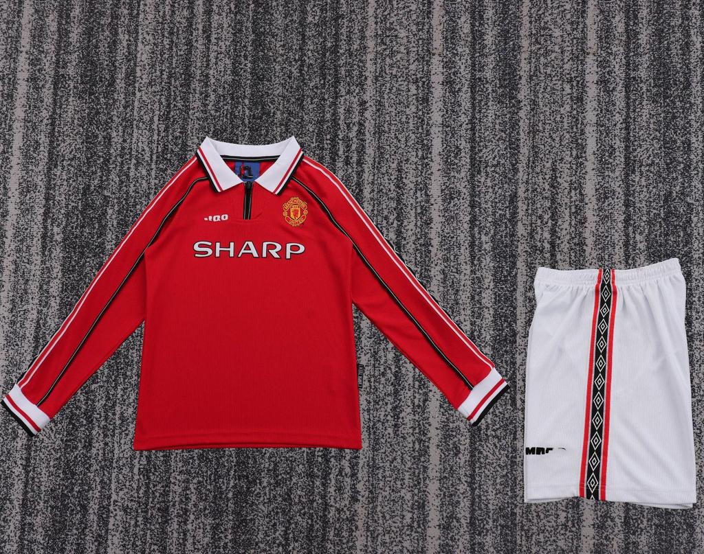 Kinder Vintage Langarm Fußballtrikot: Brasilien, Manchester United, Real Madrid & Barcelona Designs