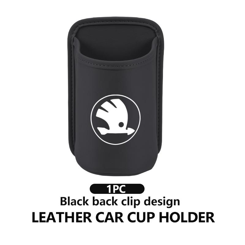 ADT1 For Skoda Car Door Cup Holder Leather Automotive Drink Rack Storage Bin Octavia A5 A7 RS Fabia Superb Rapid Karoq