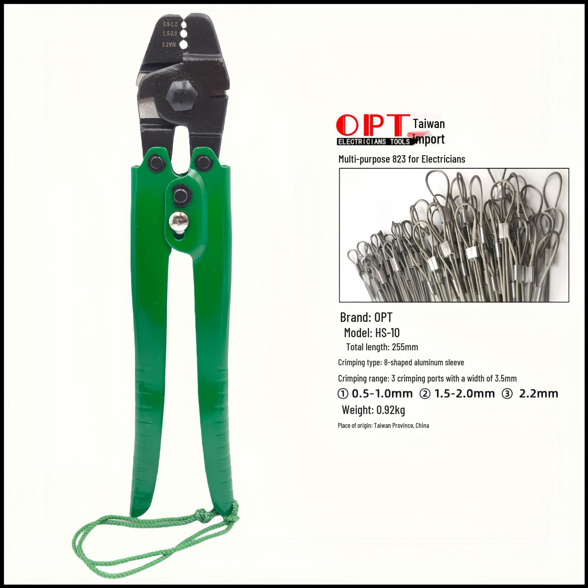 

Taiwan Aluminum Crimp Pliers HS-10 14-24 for Wire Rope and 8-Shaped Aluminum Sleeves