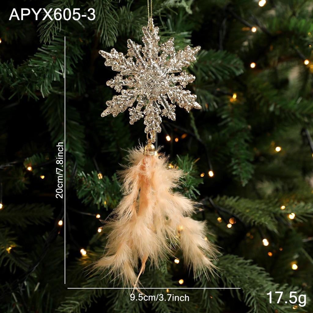 Golden Feather Snowflake Angel Pendant Christmas Tree Ornament
