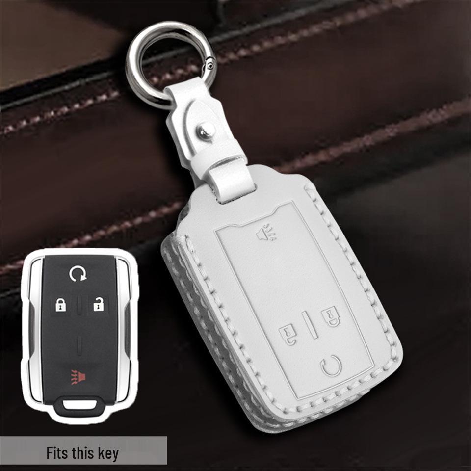 Genuine Leather Car Key Case & Creative Keychain for GMC Pickup