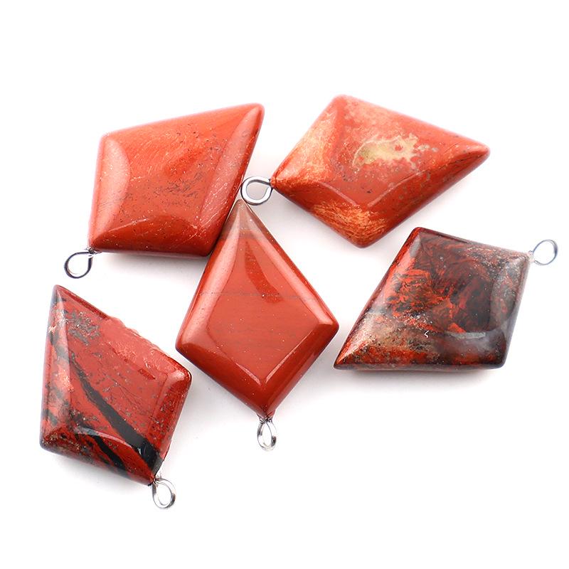 Natural Stone Rhombus Crystal Pendant for DIY Jewelry