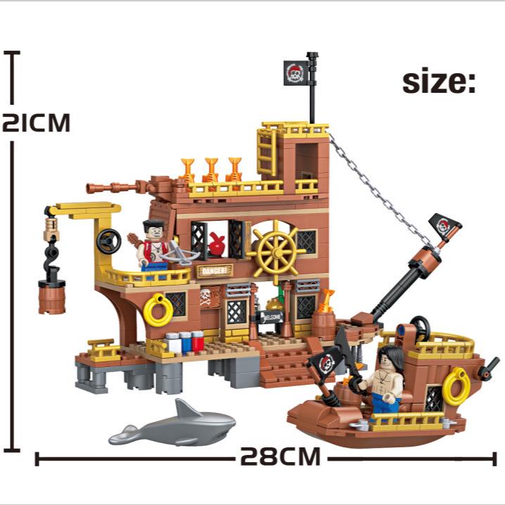 Chaobao Pirate Island Building Block Set: Treasure Chest & Small Boat Assembly Toy for Boys