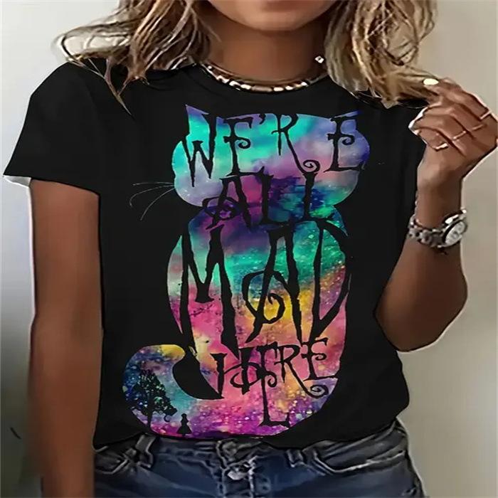 Summer Round Neck Pure Cotton Top Fashionable Casual Fashion Short Sleeved Women's Printed T-shirt