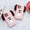 3D Cartoon Puppy Plush Sunglasses iPhone Case for 13/14/15 Pro Max - Autumn/Winter Cute Design