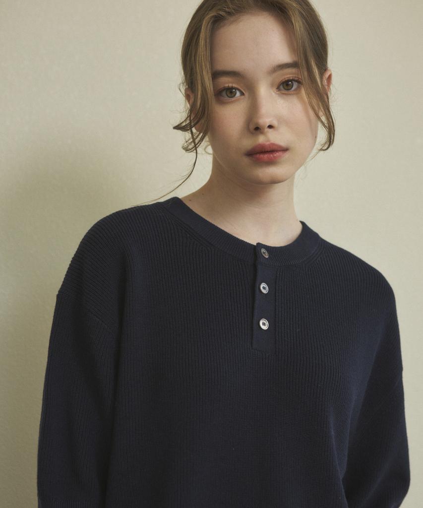 Wednesday Oasis For Woman W/ Cool Washable Henley Neck Half Knit (4 Colors)