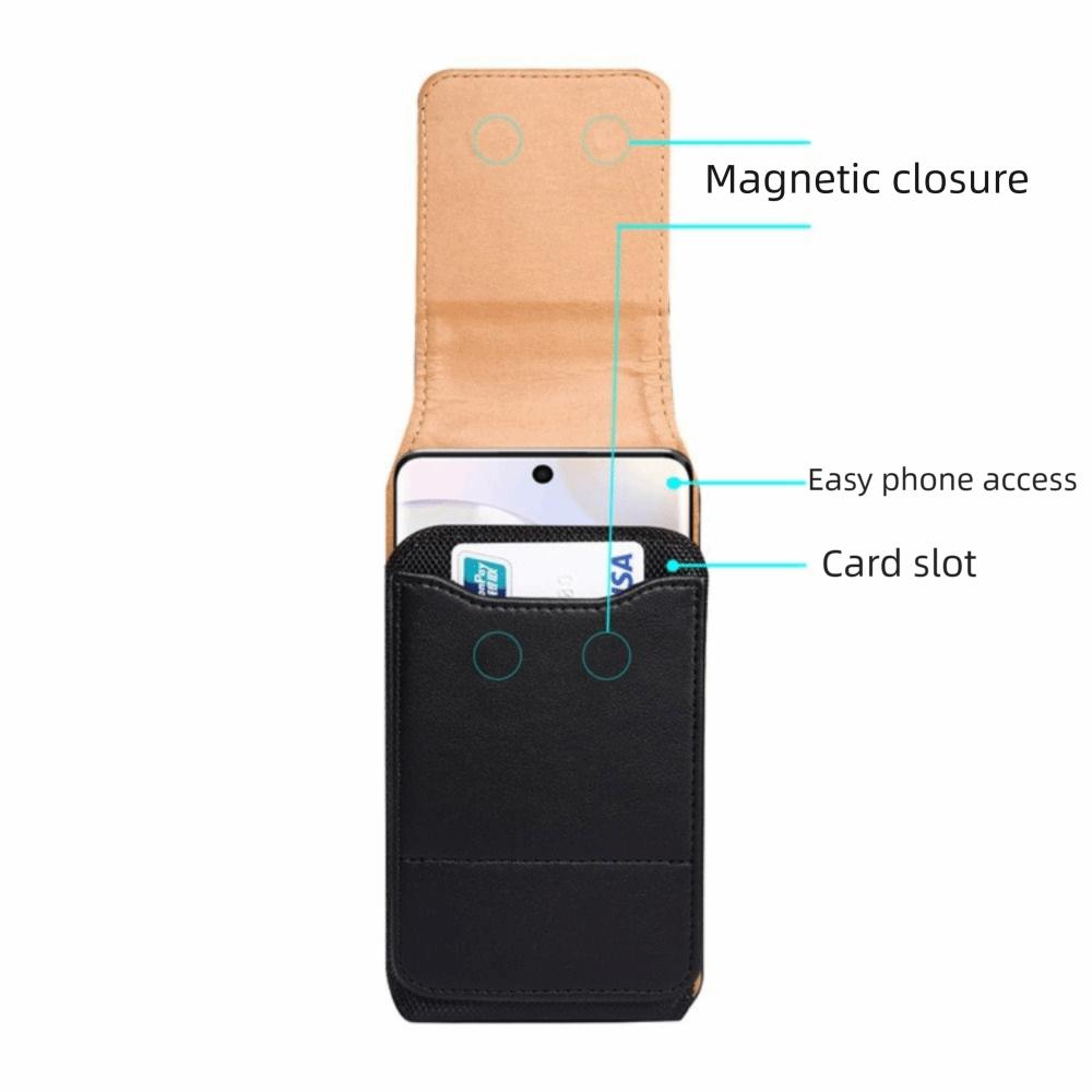 Textured Design Mobile Phone Waist Bag Card Slot Vertical Cover  For Mobile Phones