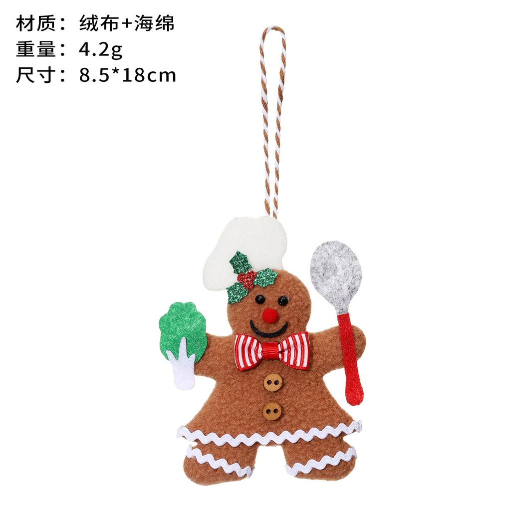 Cross Border Gingerbread Man Christmas Pendant Christmas Tree Decoration Scene Arrangement Props Plush Chef Gingerbread Man