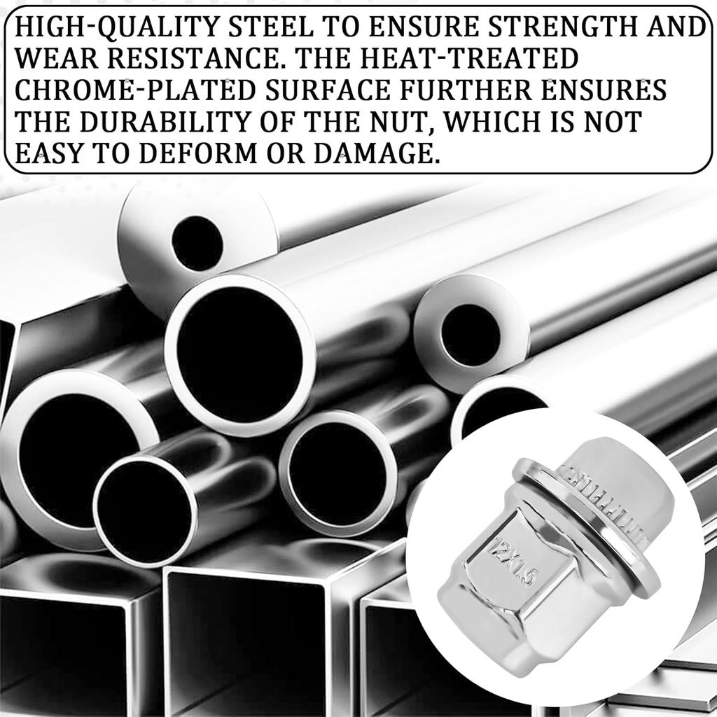 5PCS M12x1.5 Chrome Lug Nuts, Chrome Closed End Mag Style Lug Nuts with Washer Replaces OEM#90084-94001, Lug Nut Lock Set Compatible with Toyota