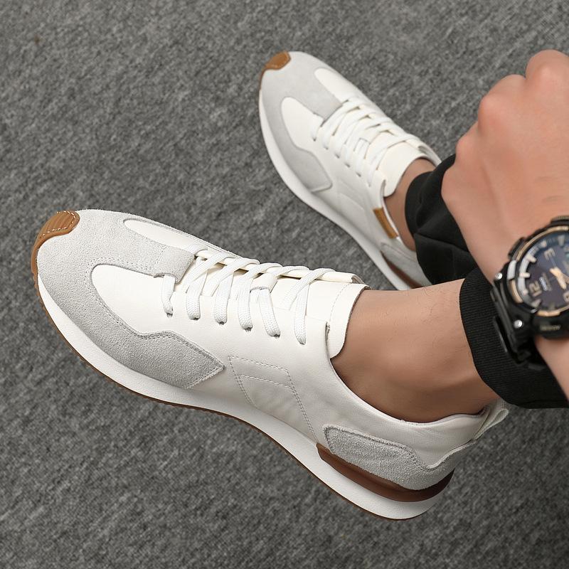 Fashion New Men's Designer Suede Leather Mixed Lace Up Running Shoes Male Causal Flats Moccasins Sports Walking Sneakers Zapatos Hombre