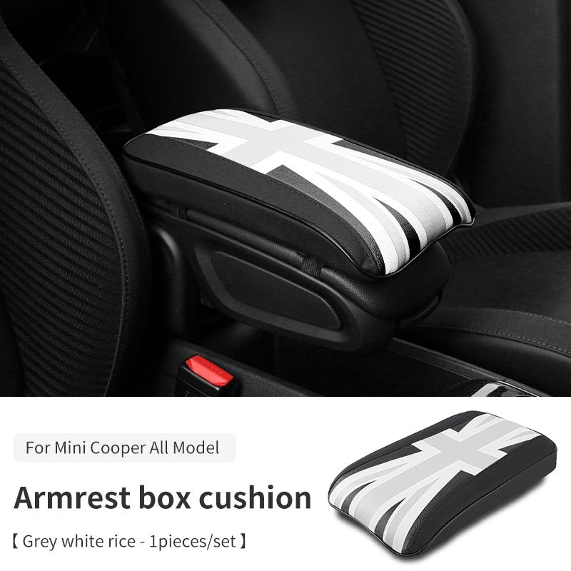 

Car Hand Rest Pad Central Armrest Storage Box Cover Protective Mat Accessories For Mini Cooper F56 F60 F65 F66 R56 R60 J01 J05 Grey white rice