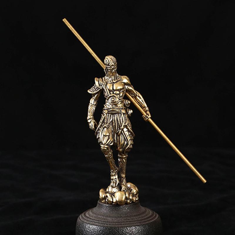 Koppar Apor Staty 3D Sun Wukong Spelfigur Koppar Apor Kung Staty Apor Kung Staff Dekorativ Kulturell Symbol Statyer