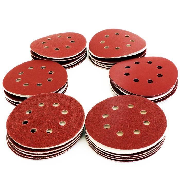 Disque de Ponçage Papier Abrasif - S&amp;R - 125 mm - 60 Disques - 6 Grains Différents - Changement Facile