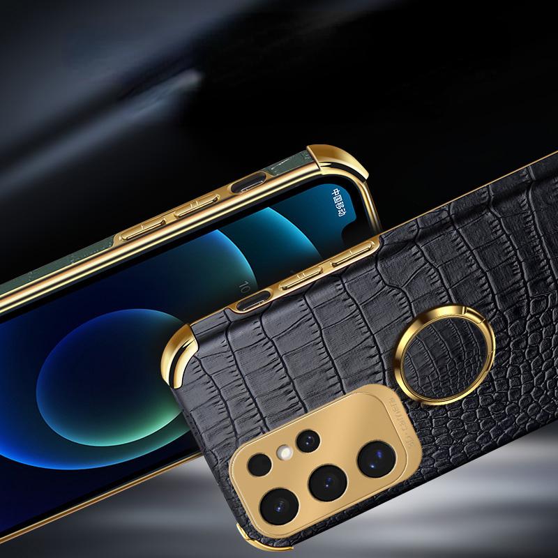 Luxus Krokodilmuster Leder Handyhülle Für Samsung Galaxy S24 FE S23 S22 S21 Ultra Plus FE Note 20 9 8 Rückseite Mit Ring