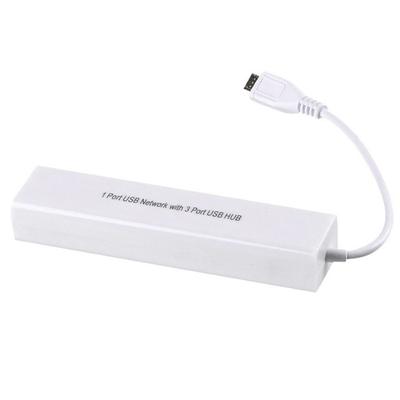 Adaptador de concentrador Micro USB 2.0 de 3 puertos a red Ethernet RJ45 para tabletas Android